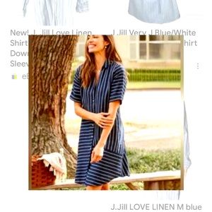 J. Jill, navy and white linen dress.